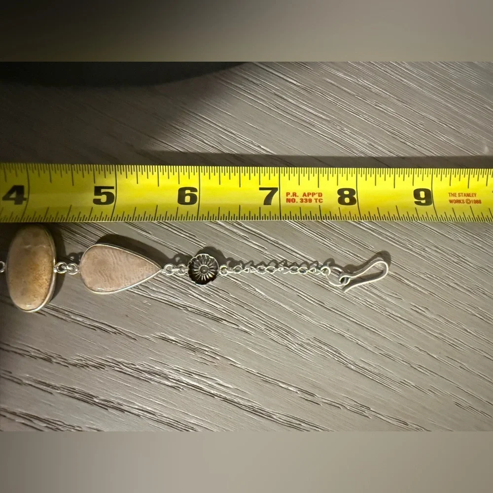 Delicate Silver and Beige Fossilized Coral Bracelet or Anklet Jewelry no brand